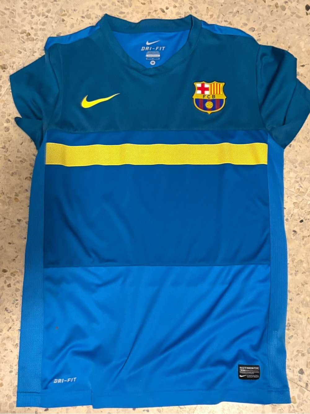 Nike FC Barcelona Dri-FIT Jersey with Yellow Stripe. Size M.